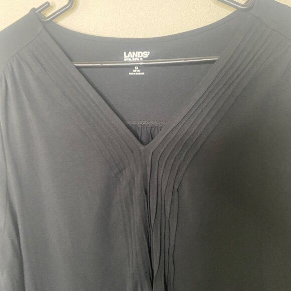 NWT Lands End Top Womens Size 1X Black Long Sleeve V-Neck Lightweight Stretch Fa - Picture 5 of 14